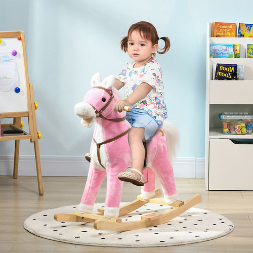 Yeah Depot - Rocking Horse with Sound, Ride on Horse with Saddle, Toddler Rocker, Gift for 3-8 Year Old, Pink