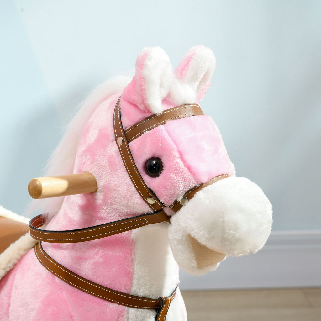 Yeah Depot - Rocking Horse with Sound, Ride on Horse with Saddle, Toddler Rocker, Gift for 3-8 Year Old, Pink