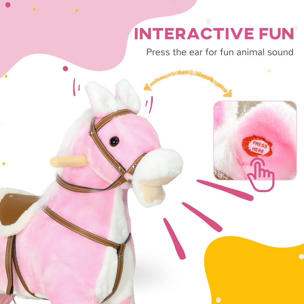 Yeah Depot - Rocking Horse with Sound, Ride on Horse with Saddle, Toddler Rocker, Gift for 3-8 Year Old, Pink