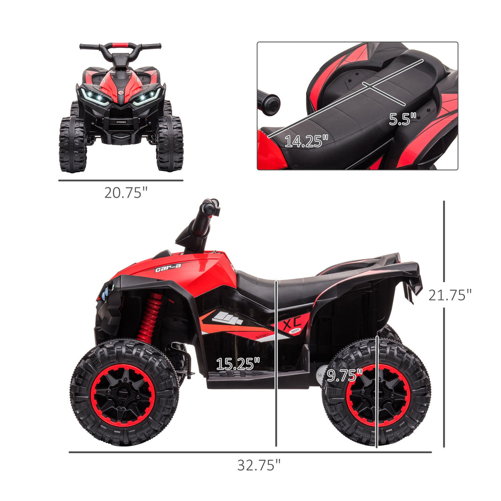 Yeah Depot - 12V Kids ATV Quad Car with Forward & Backward Function, Four Wheeler for Kids with Wear-Resistant Wheels, Music, Electric Ride-on ATV for Toddlers Ages 3+ Years Old, Red
