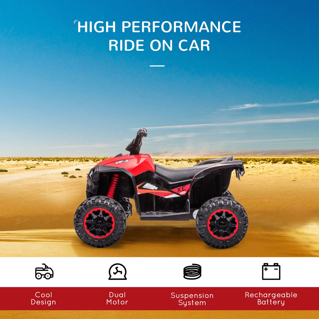 Yeah Depot - 12V Kids ATV Quad Car with Forward & Backward Function, Four Wheeler for Kids with Wear-Resistant Wheels, Music, Electric Ride-on ATV for Toddlers Ages 3+ Years Old, Red