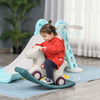 Yeah Depot - Kids 2 in 1 Rocking Horse & Sliding Car for Indoor & Outdoor Use w/ Detachable Base, Wheels, Smooth Materials, Grey and Green