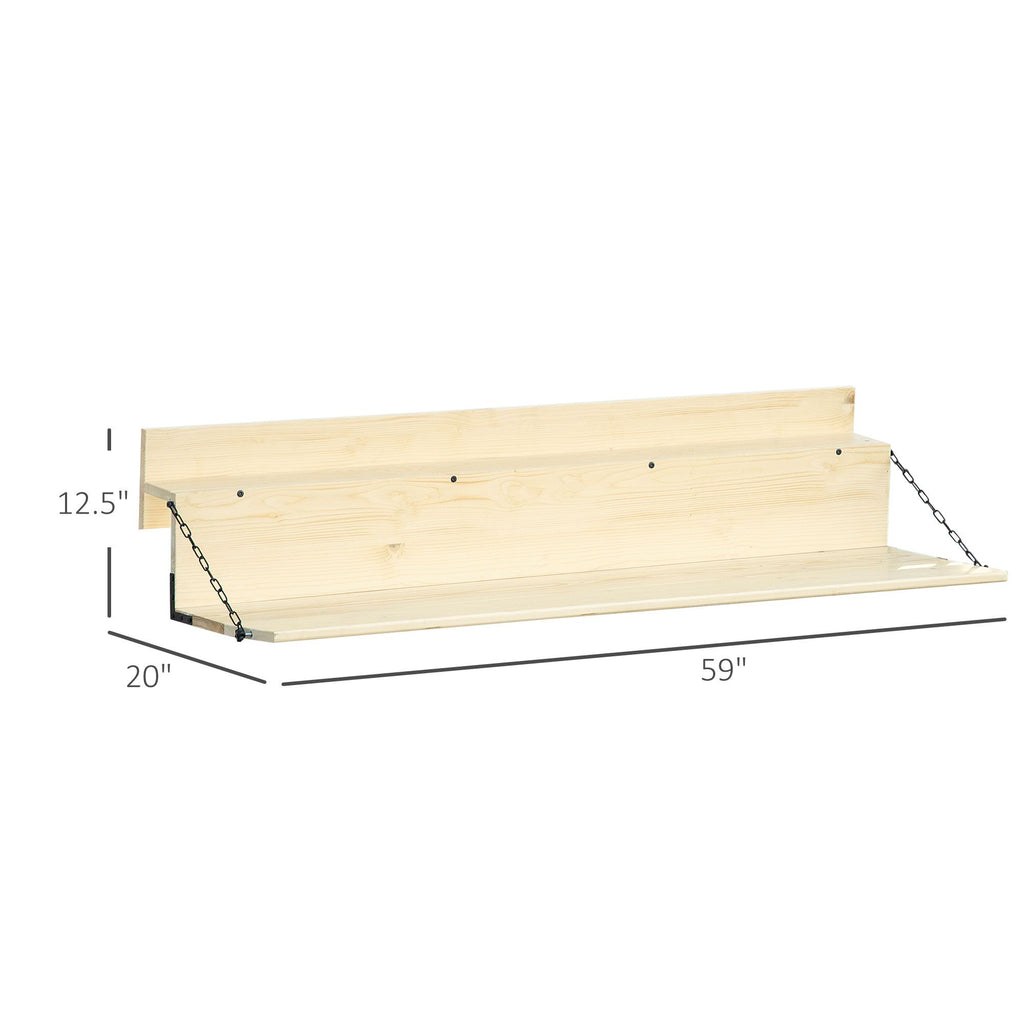 Yeah Depot - Hanging Balcony Table, Spruce Wood Foldable Railing Bar, Serving Table & Desk, Fits up to 3.9 Inches, Natural