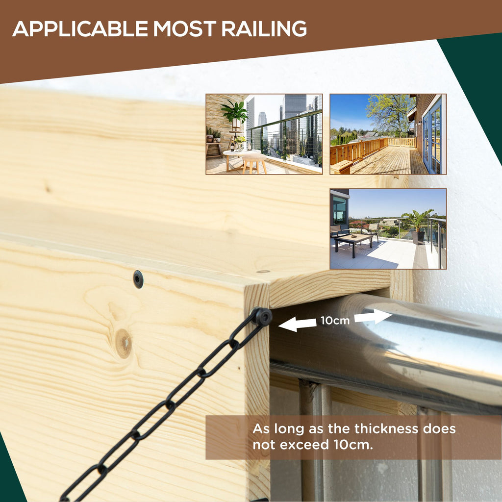 Yeah Depot - Hanging Balcony Table, Spruce Wood Foldable Railing Bar, Serving Table & Desk, Fits up to 3.9 Inches, Natural