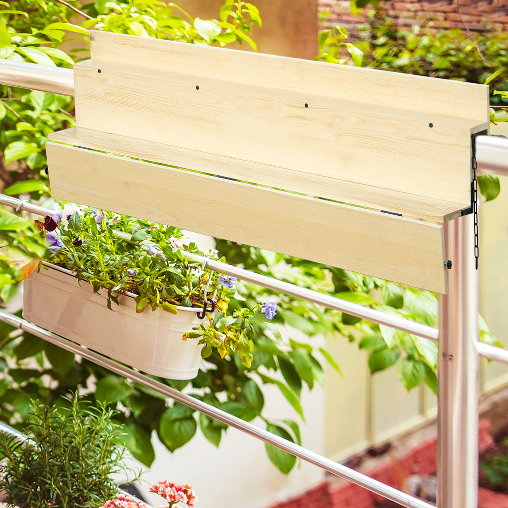 Yeah Depot - Hanging Balcony Table, Spruce Wood Foldable Railing Bar, Serving Table & Desk, Fits up to 3.9 Inches, Natural