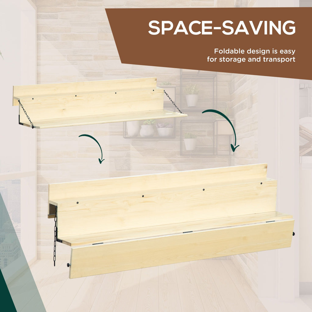 Yeah Depot - Hanging Balcony Table, Spruce Wood Foldable Railing Bar, Serving Table & Desk, Fits up to 3.9 Inches, Natural