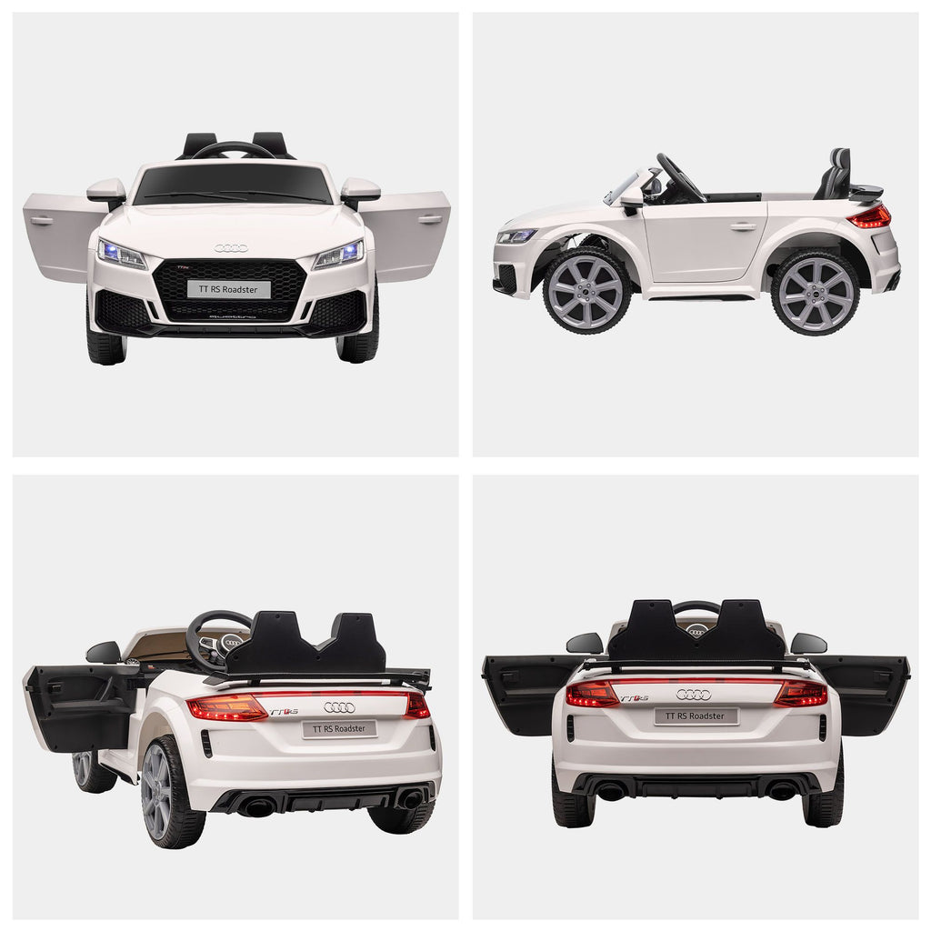 Yeah Depot - 6V Kids Electric Ride On Car, Licensed Audi TT RS with Seat and Remote Control, Horn, Music, MP3 - White