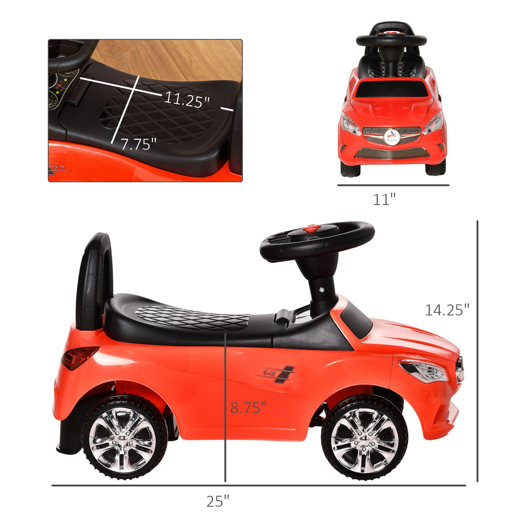 Yeah Depot - Kids Ride On Push Car, Foot-to-Floor Walking Sliding Toy Car for Toddler with Working Horn, Music, Headlights and Storage, Red