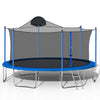 Yeah Depot - 14FT Trampoline for Adults & Kids with Basketball Hoop, Outdoor Trampolines w/Ladder and Safety Enclosure Net for Kids and Adults,Double-side Color cover