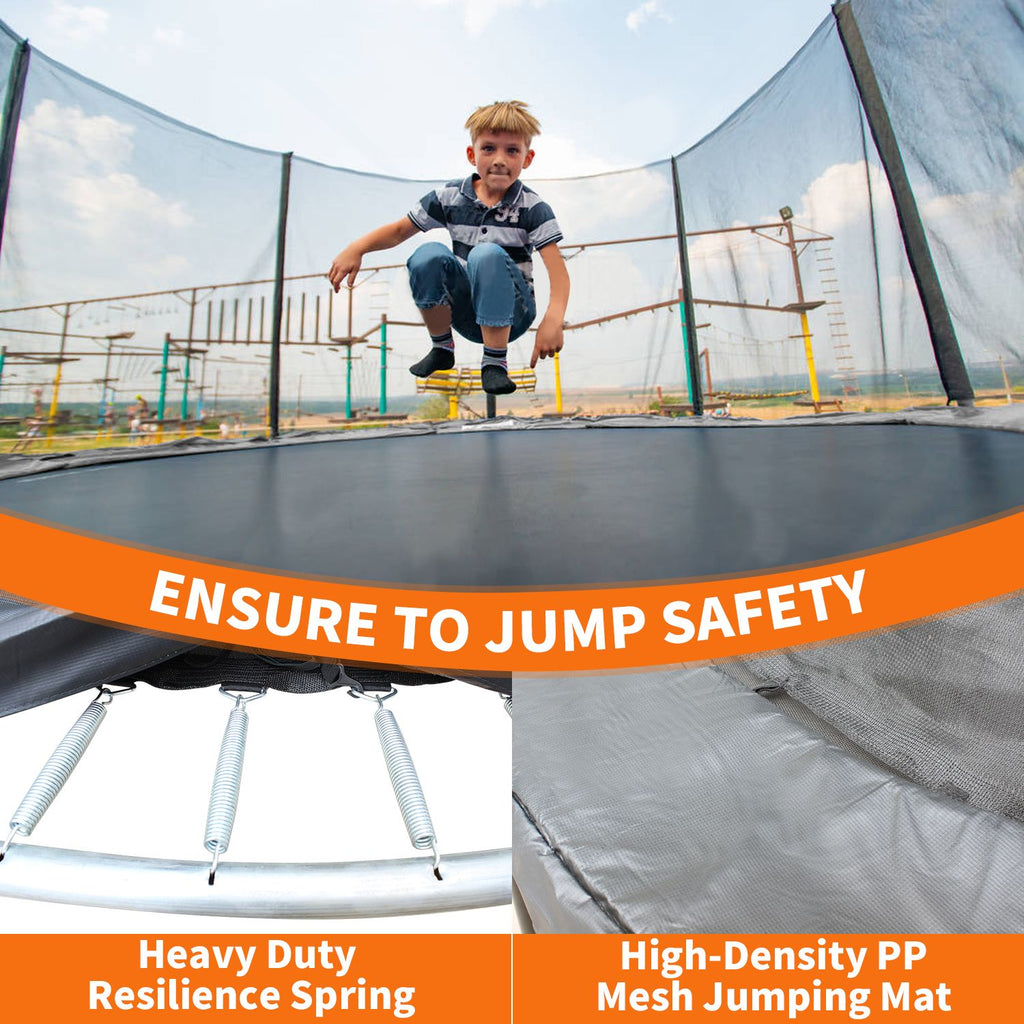 Yeah Depot - 16FT Trampoline with Safety Enclosure Net, Outdoor Trampoline with Heavy Duty Jumping Mat and Spring Cover Padding for Kids and Adults