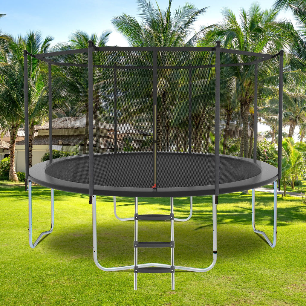 Yeah Depot - 16FT Trampoline with Safety Enclosure Net, Outdoor Trampoline with Heavy Duty Jumping Mat and Spring Cover Padding for Kids and Adults