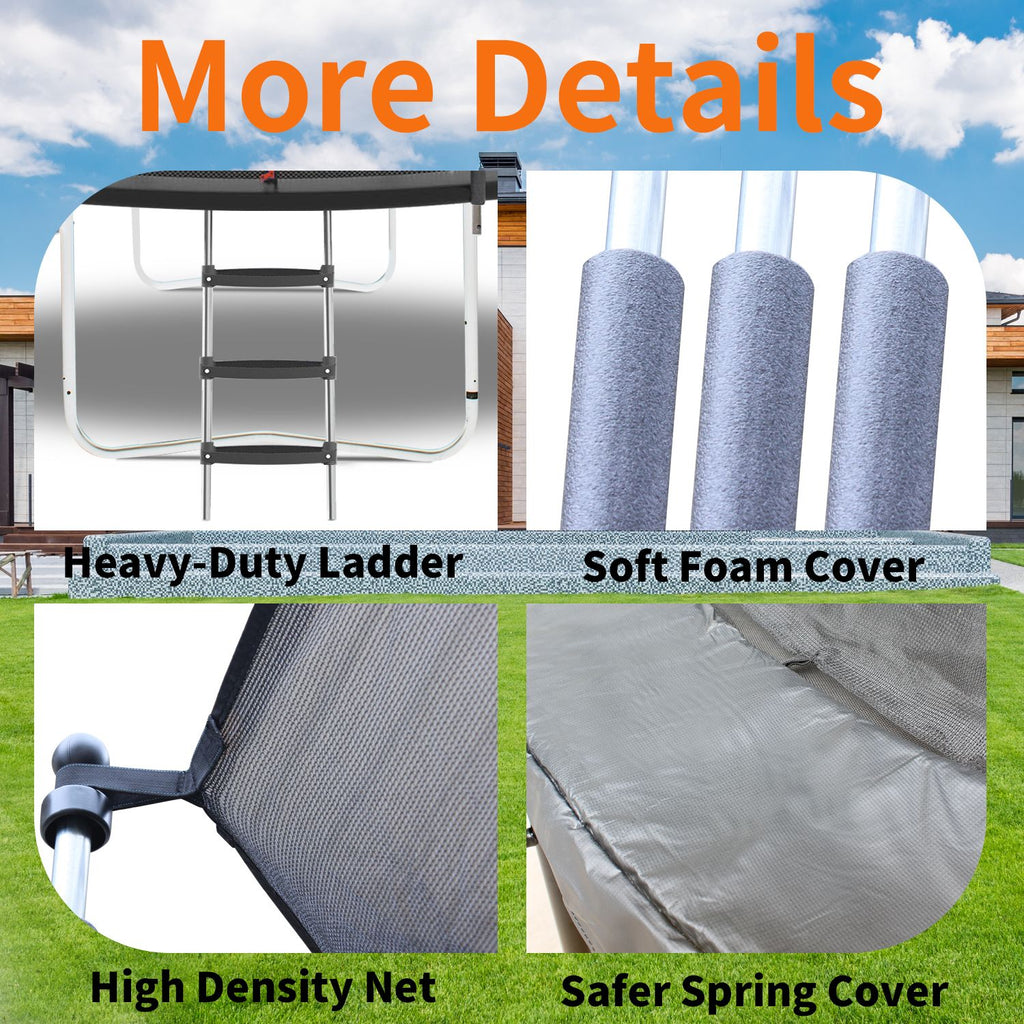 Yeah Depot - 16FT Trampoline with Safety Enclosure Net, Outdoor Trampoline with Heavy Duty Jumping Mat and Spring Cover Padding for Kids and Adults