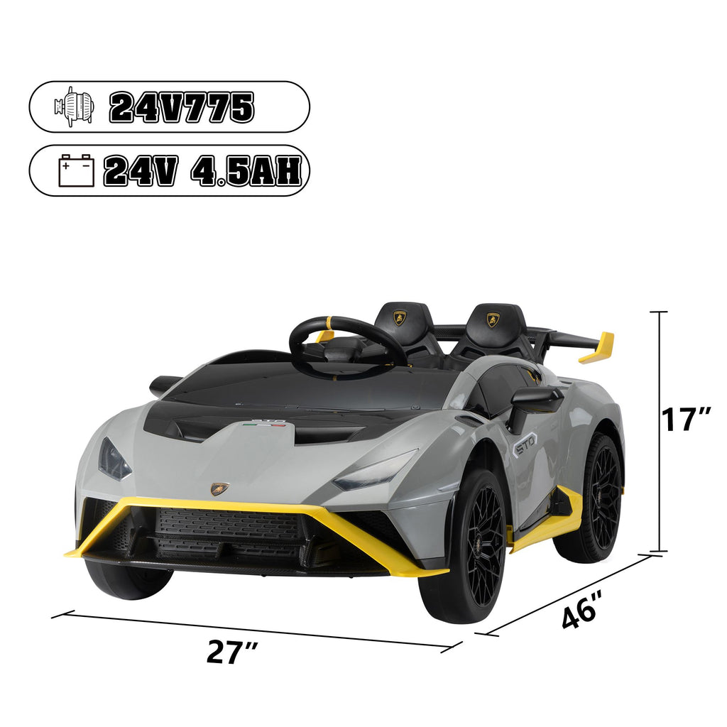 Yeah Depot - 24V Battery Powered Ride On Car for Kids, Licensed Lamborghini, Remote Control Toy Vehicle with Music Player, LED Light, 2 Driving Modes