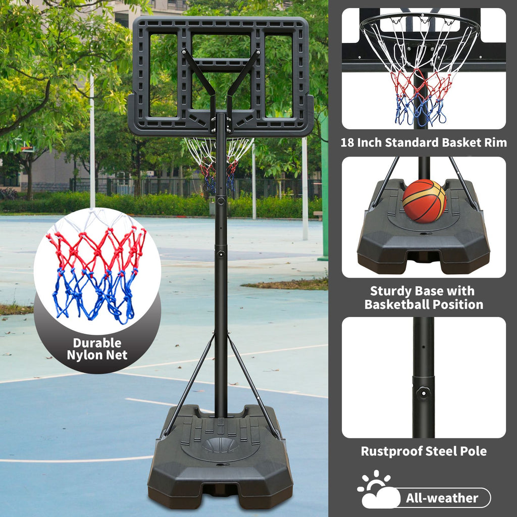 Yeah Depot - Portable Basketball Hoop Height Adjustable basketball hoop stand 6.5ft - 10ft with 44 Inch Backboard and Wheels for Adults Teens Outdoor Indoor