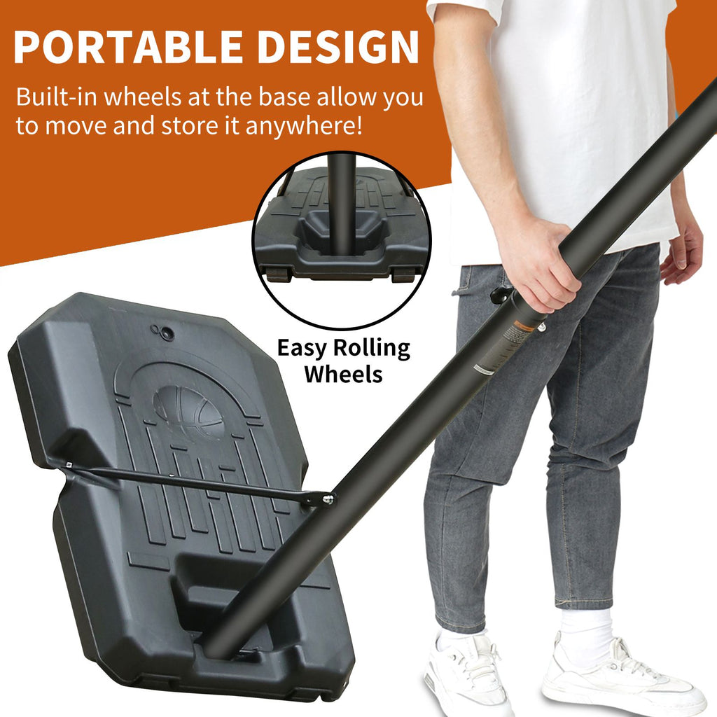 Yeah Depot - Portable Basketball Hoop Height Adjustable basketball hoop stand 6.5ft - 10ft with 44 Inch Backboard and Wheels for Adults Teens Outdoor Indoor