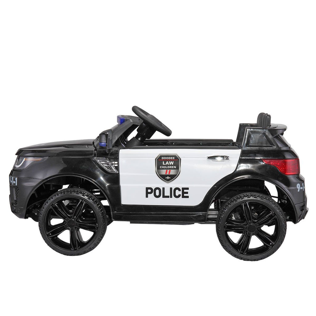 Yeah Depot - 12V Kid Ride on Police Car with Parental Remote Control, Battery Powered Electric Truck with Siren, Flashing Lights,Music, Spring Suspension, Black