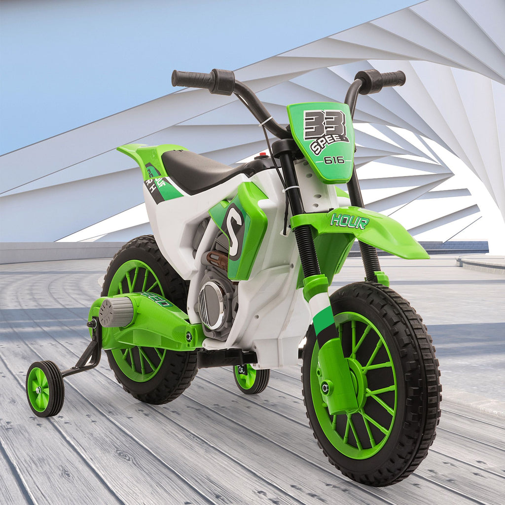 Yeah Depot - 12V Kids Ride on Toy Motorcycle, Electric Motor Toy Bike with Training Wheels for Kids 3-6, Green