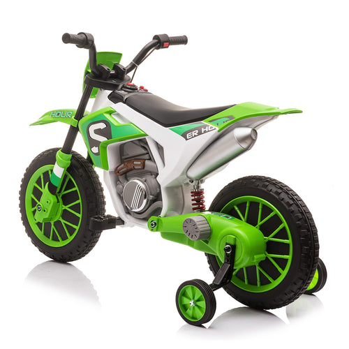 Yeah Depot - 12V Kids Ride on Toy Motorcycle, Electric Motor Toy Bike with Training Wheels for Kids 3-6, Green