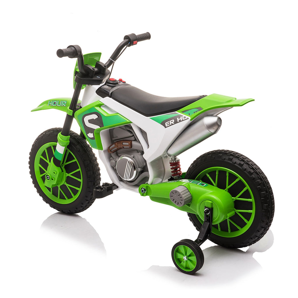 Yeah Depot - 12V Kids Ride on Toy Motorcycle, Electric Motor Toy Bike with Training Wheels for Kids 3-6, Green