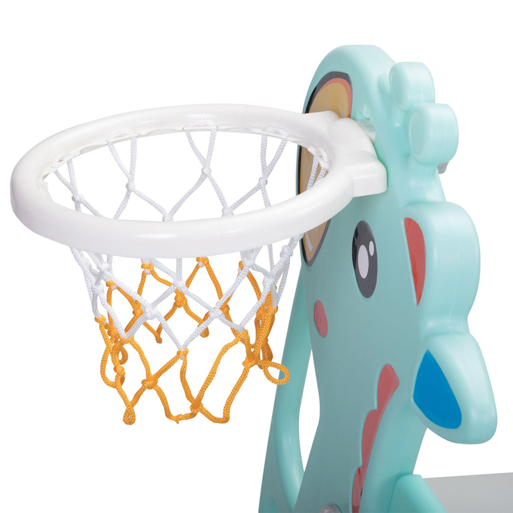 Yeah Depot - 5 in 1 Slide and Swing Playing Set, Toddler Extra-Long Slide with 2 Basketball Hoops, Football, Ringtoss, Indoor Outdoor