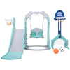 Yeah Depot - 5 in 1 Slide and Swing Playing Set, Toddler Extra-Long Slide with 2 Basketball Hoops, Football, Ringtoss, Indoor Outdoor