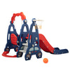 Yeah Depot - 3 In 1 Slide and Swing Set with Basketball Hoop for 1-8 Years Old Children Indoor and Outdoor, Red & Blue