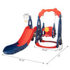 Yeah Depot - 3 In 1 Slide and Swing Set with Basketball Hoop for 1-8 Years Old Children Indoor and Outdoor, Red & Blue