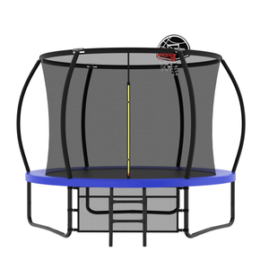 Yeah Depot - 10FT Pumpkin Trampoline, Outdoor Trampoline with Basketball Hoop, Enclosure Net and Ladder