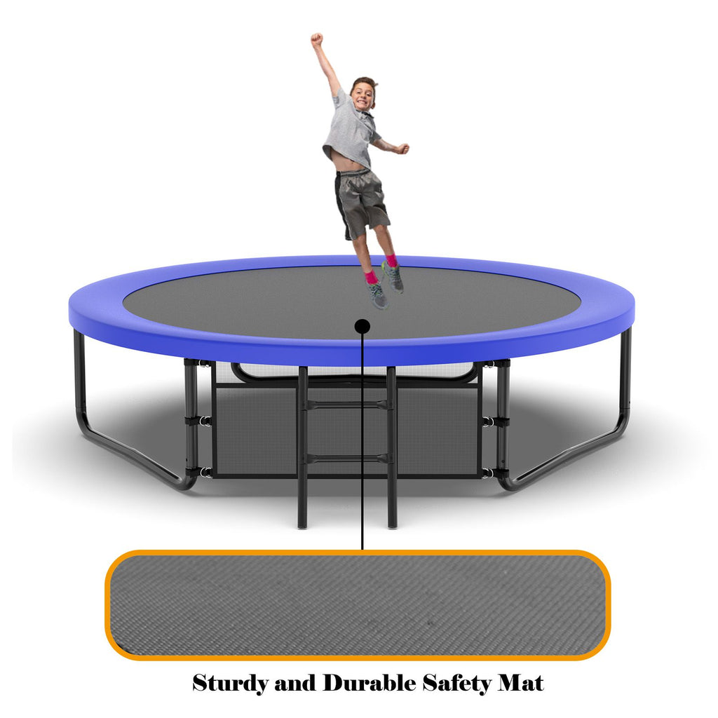 Yeah Depot - 10FT Pumpkin Trampoline, Outdoor Trampoline with Basketball Hoop, Enclosure Net and Ladder