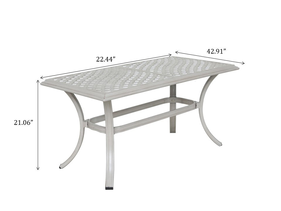 Yeah Depot - 22x42 Inch Patio Standard Coffee Table, Ashen Wheat