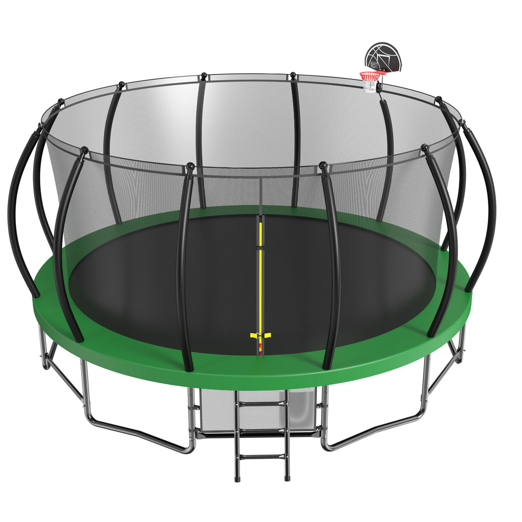 Yeah Depot - 15FT Trampoline with Basketball Hoop - Recreational Trampolines with Ladder ,Shoe Bag and Galvanized Anti-Rust Coating