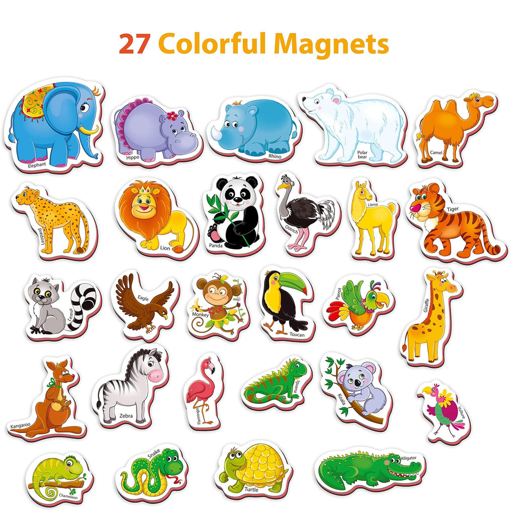 Little World - 27 Fridge Magnets for Toddlers Refrigerator Magnets for Toddlers from 3 yo Animal Baby Magnets