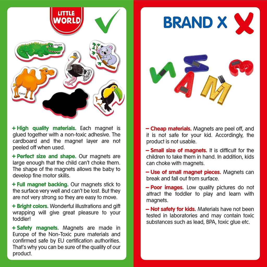 Little World - 27 Fridge Magnets for Toddlers Refrigerator Magnets for Toddlers from 3 yo Animal Baby Magnets