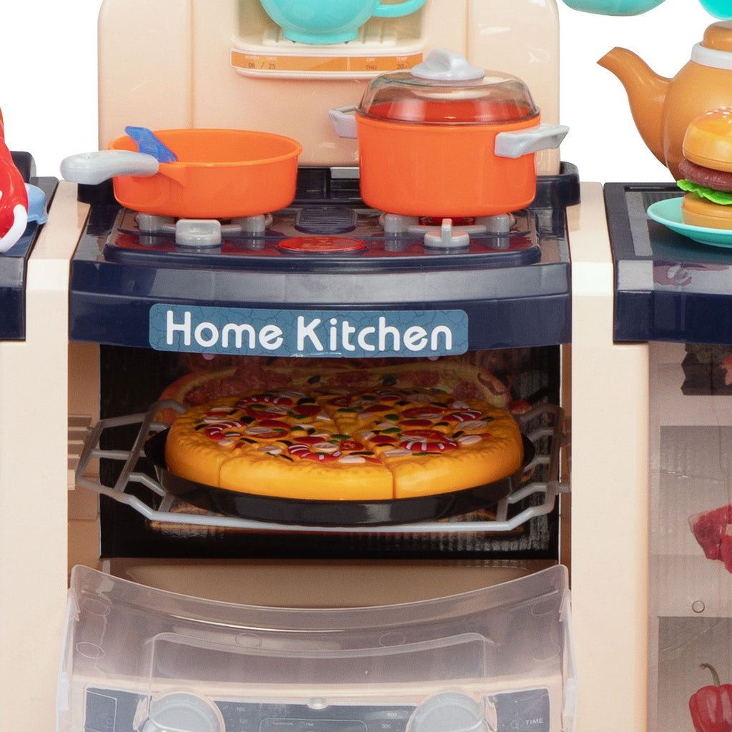 Yeah Depot - Large Pretend Play Kitchen Set Kids Cooking Playset with Realistic Lights, Vivid Sounds, Play Phone, Clock and 65 Pcs Accessories, 3 +, Blue