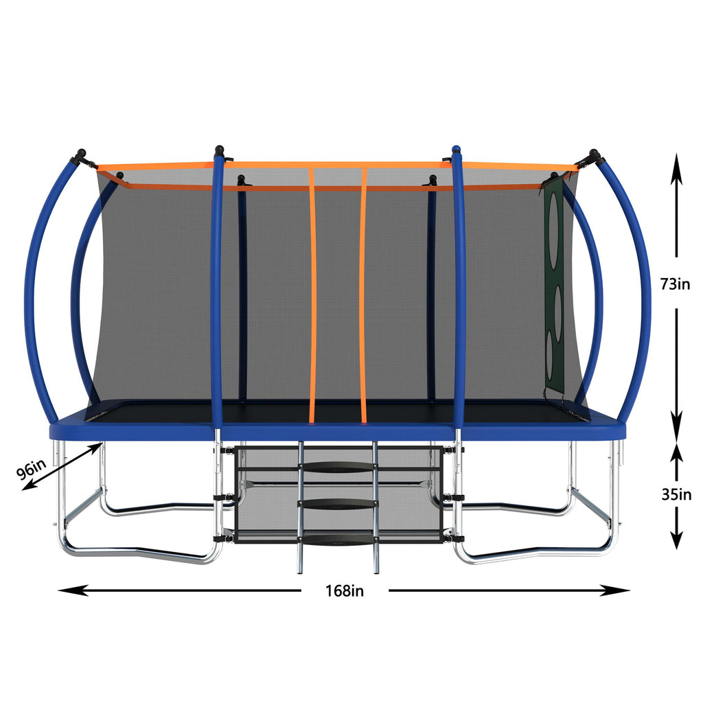 Yeah Depot - 8X14FT Outdoor Square Trampolines for Kids Adults Long Rectangular Tumbling Trampoline