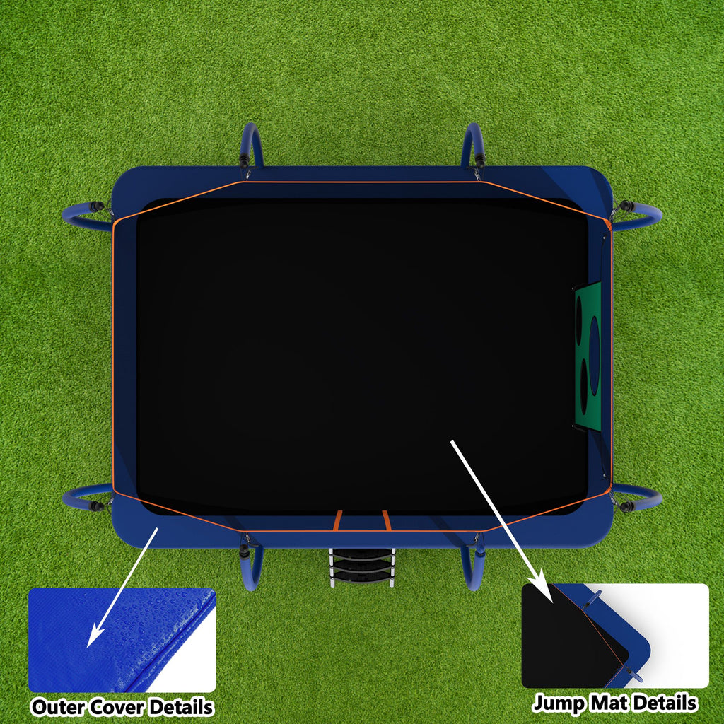 Yeah Depot - 8X14FT Outdoor Square Trampolines for Kids Adults Long Rectangular Tumbling Trampoline