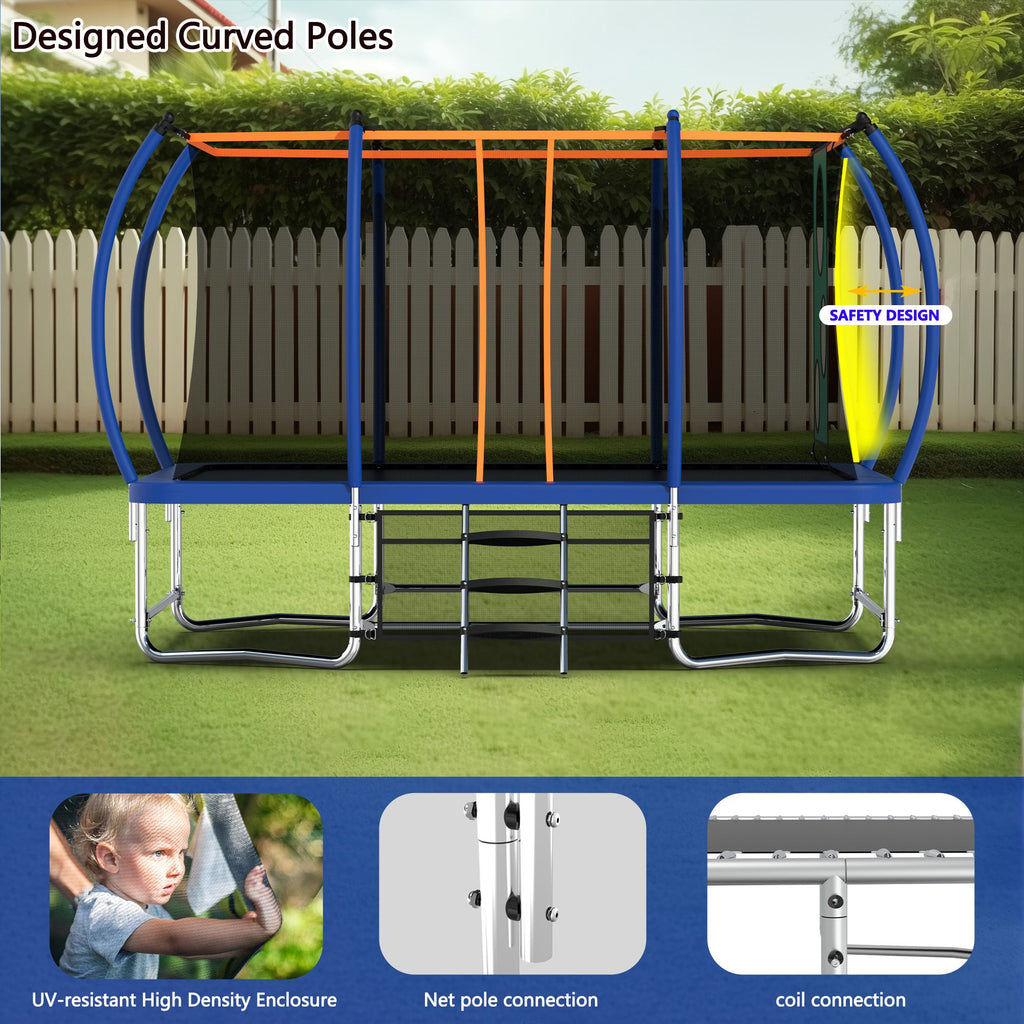 Yeah Depot - 8X14FT Outdoor Square Trampolines for Kids Adults Long Rectangular Tumbling Trampoline