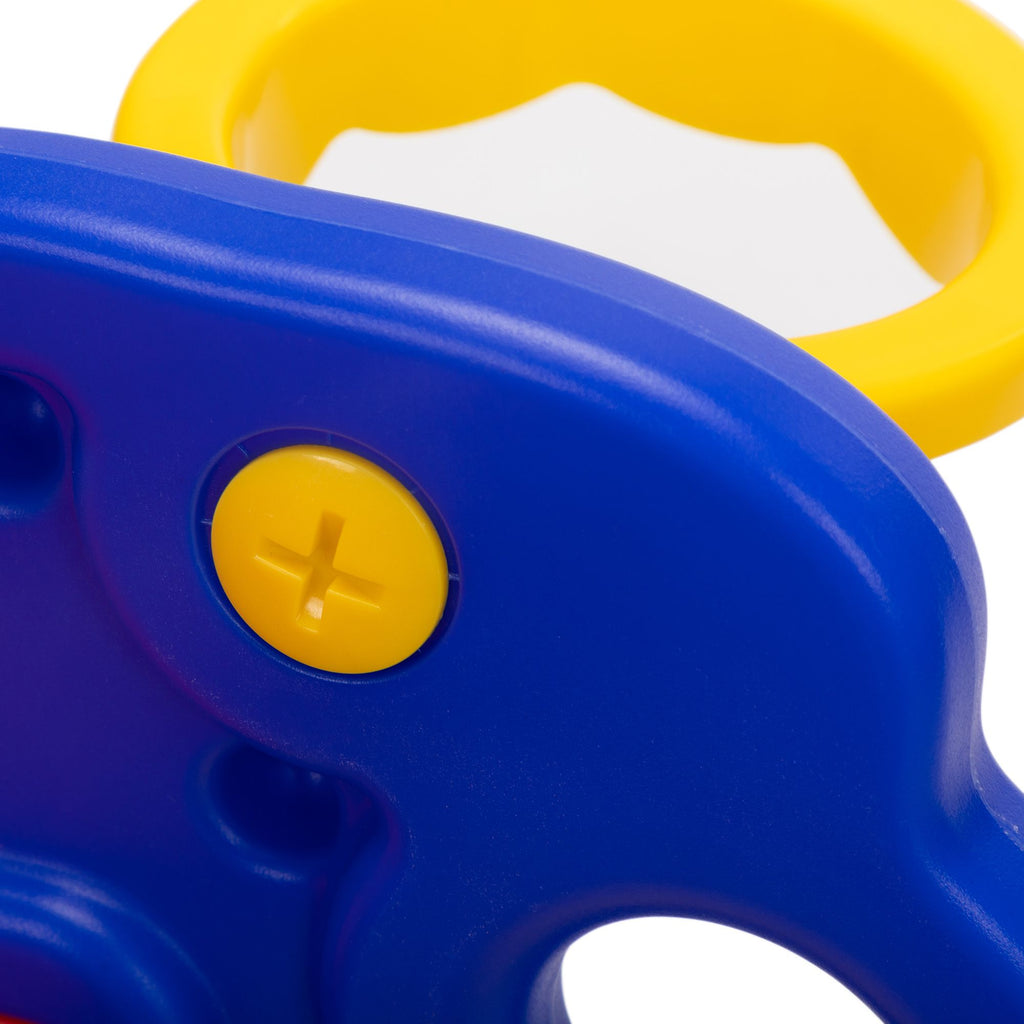 Yeah Depot - Toddler Slide, Dolphin Play Slide for Outdoor and Indoor, Freestanding Climber Playset with Basketball Hoop, Ball and Ladder, Red and Blue