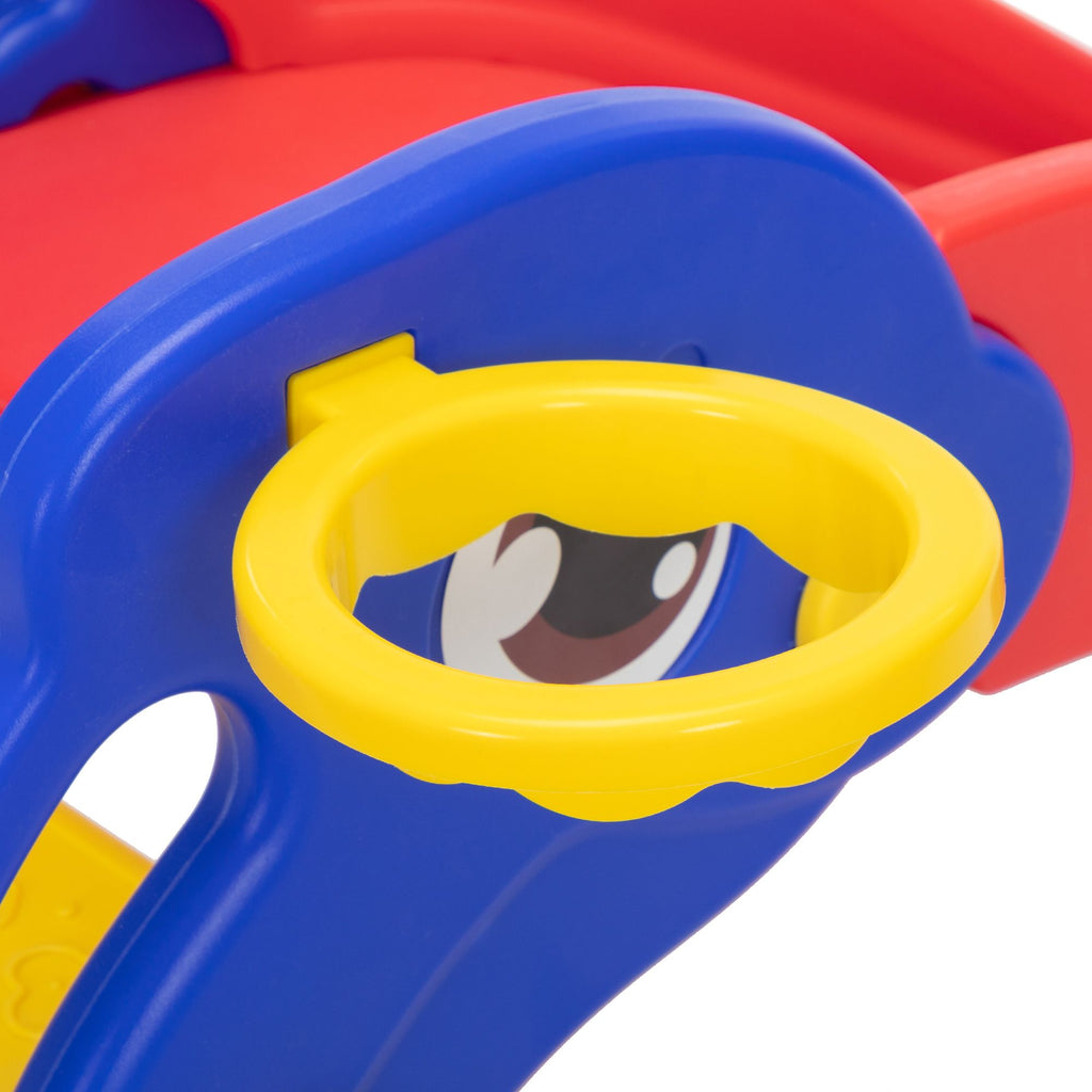 Yeah Depot - Toddler Slide, Dolphin Play Slide for Outdoor and Indoor, Freestanding Climber Playset with Basketball Hoop, Ball and Ladder, Red and Blue