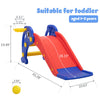Yeah Depot - Toddler Slide, Dolphin Play Slide for Outdoor and Indoor, Freestanding Climber Playset with Basketball Hoop, Ball and Ladder, Red and Blue