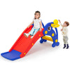Yeah Depot - Toddler Slide, Dolphin Play Slide for Outdoor and Indoor, Freestanding Climber Playset with Basketball Hoop, Ball and Ladder, Red and Blue