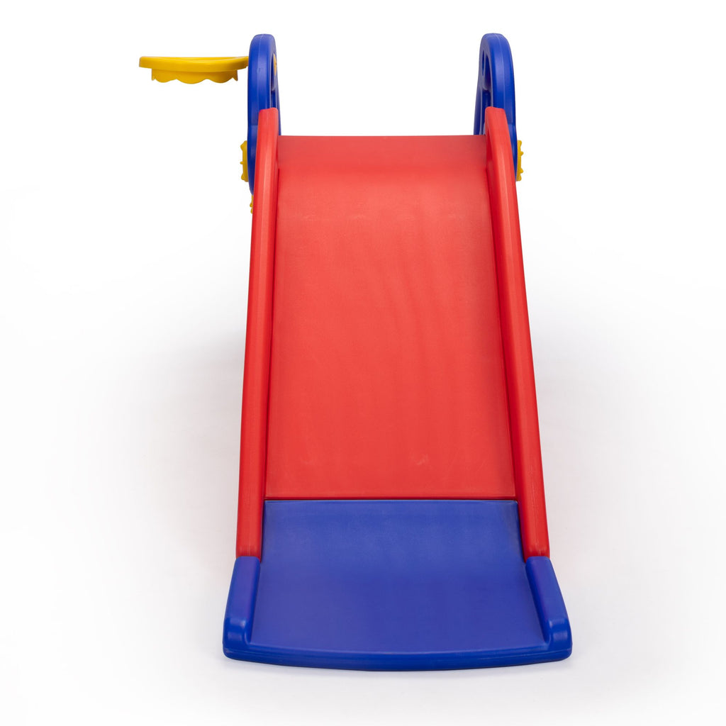 Yeah Depot - Toddler Slide, Dolphin Play Slide for Outdoor and Indoor, Freestanding Climber Playset with Basketball Hoop, Ball and Ladder, Red and Blue