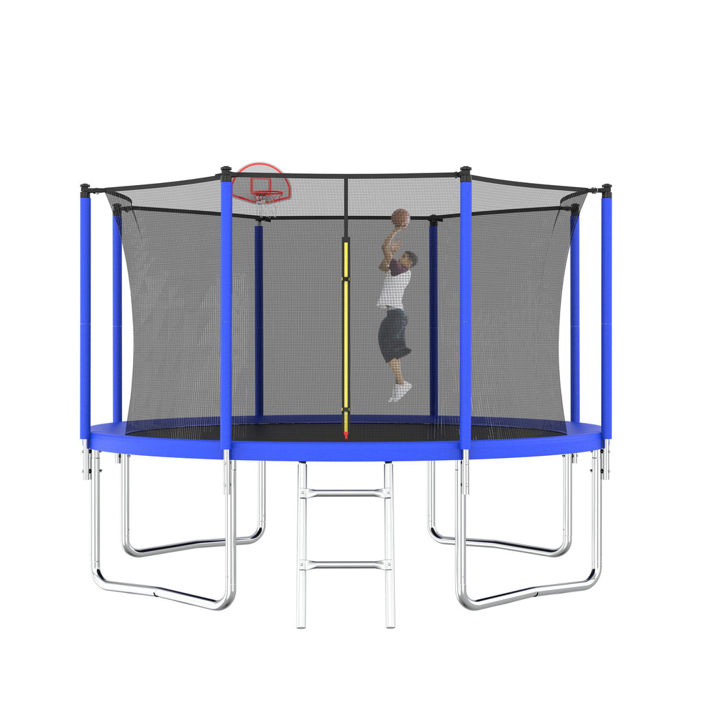 Yeah Depot - 12FT Trampoline for Kids & Adults with Basketball Hoop and Ball ,Recreational Trampolines with Safety Enclosure for Back Yard Outdoor