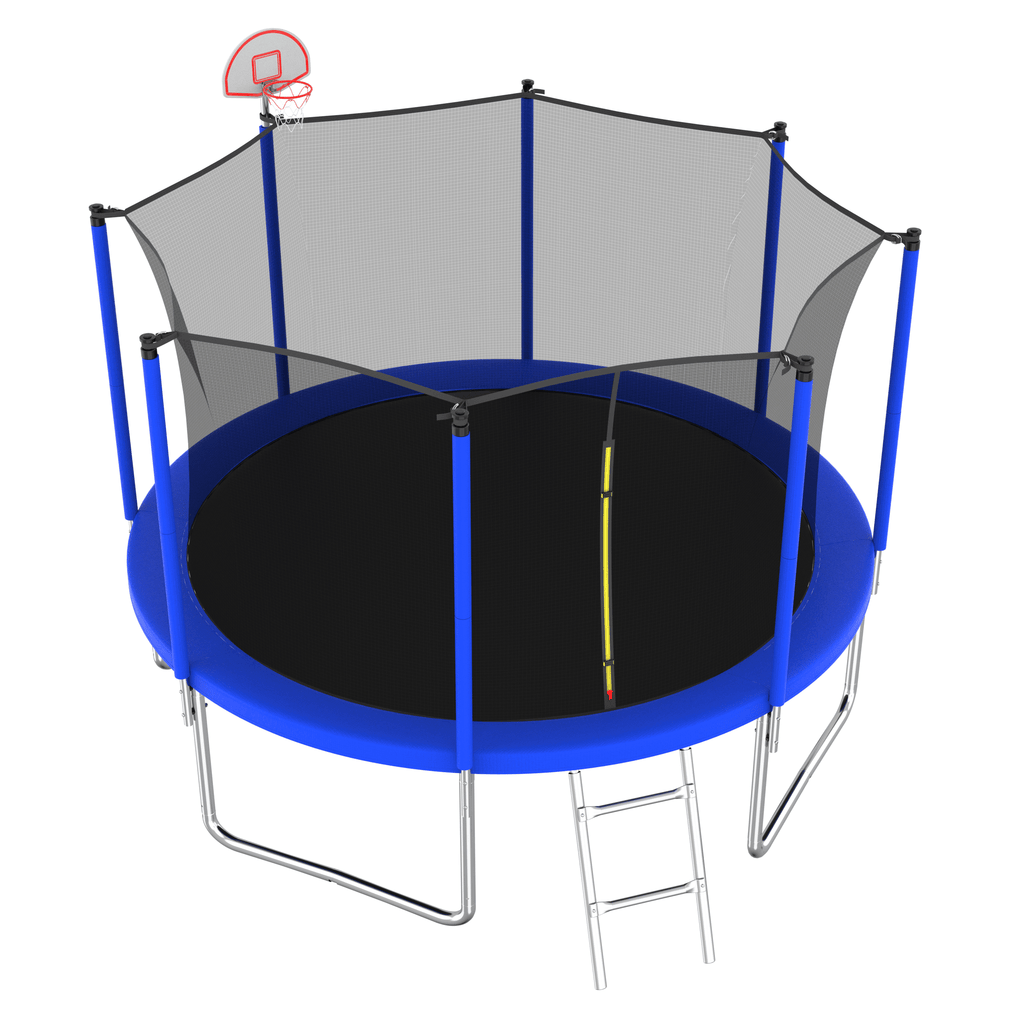 Yeah Depot - 12FT Trampoline for Kids & Adults with Basketball Hoop and Ball ,Recreational Trampolines with Safety Enclosure for Back Yard Outdoor