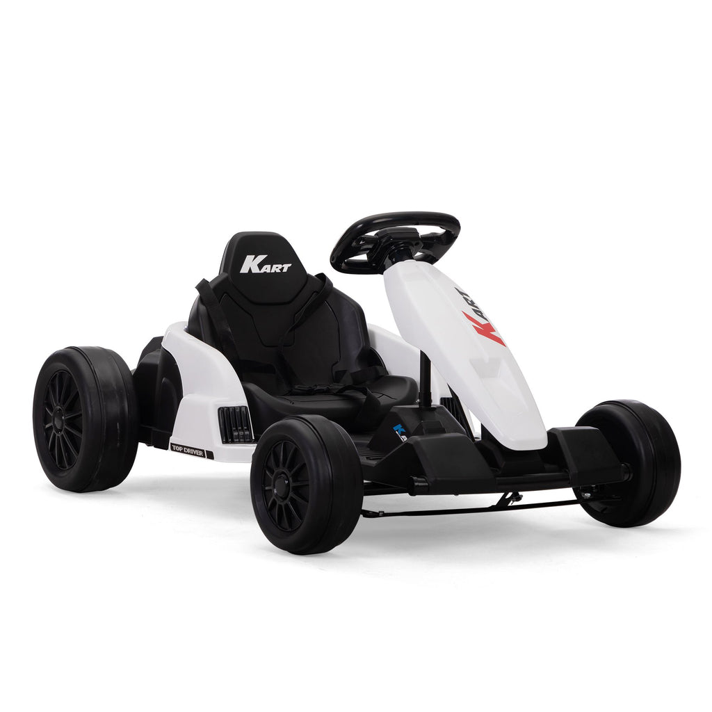 Yeah Depot - Electric GoKart Pro, Kids Racing Car, Outdoor Ride On Toy with MP3 for Kids Aged 4-16, Black and White