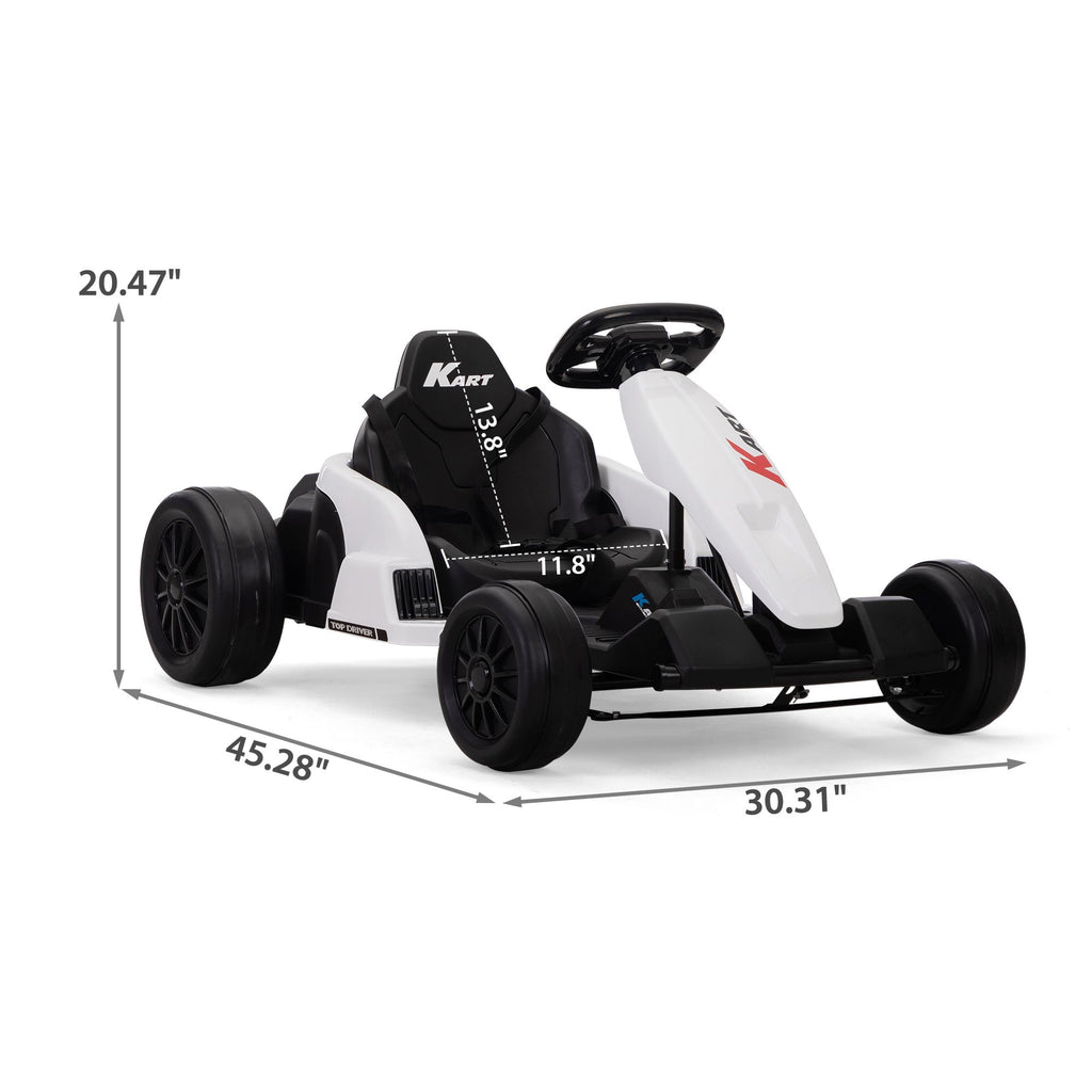 Yeah Depot - Electric GoKart Pro, Kids Racing Car, Outdoor Ride On Toy with MP3 for Kids Aged 4-16, Black and White