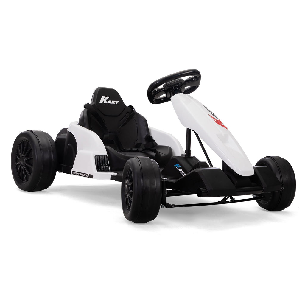 Yeah Depot - Electric GoKart Pro, Kids Racing Car, Outdoor Ride On Toy with MP3 for Kids Aged 4-16, Black and White