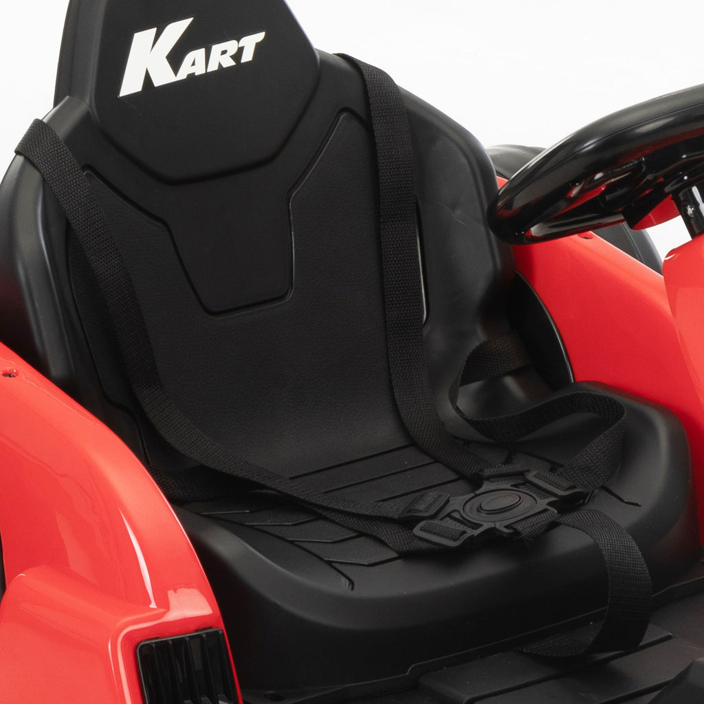 Yeah Depot - 24V Electric Kids Go Kart, Battery Powered Outdoor Ride On Toy w/ 5 mph Max Speed, Music, Horn, Power Display, Protectors, Red and Black