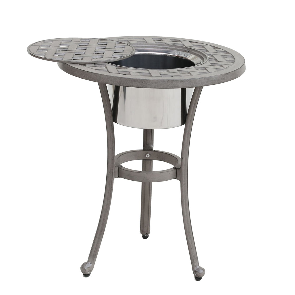 Yeah Depot - 21 Inches Cast Aluminum Round Table With Ice Bucket