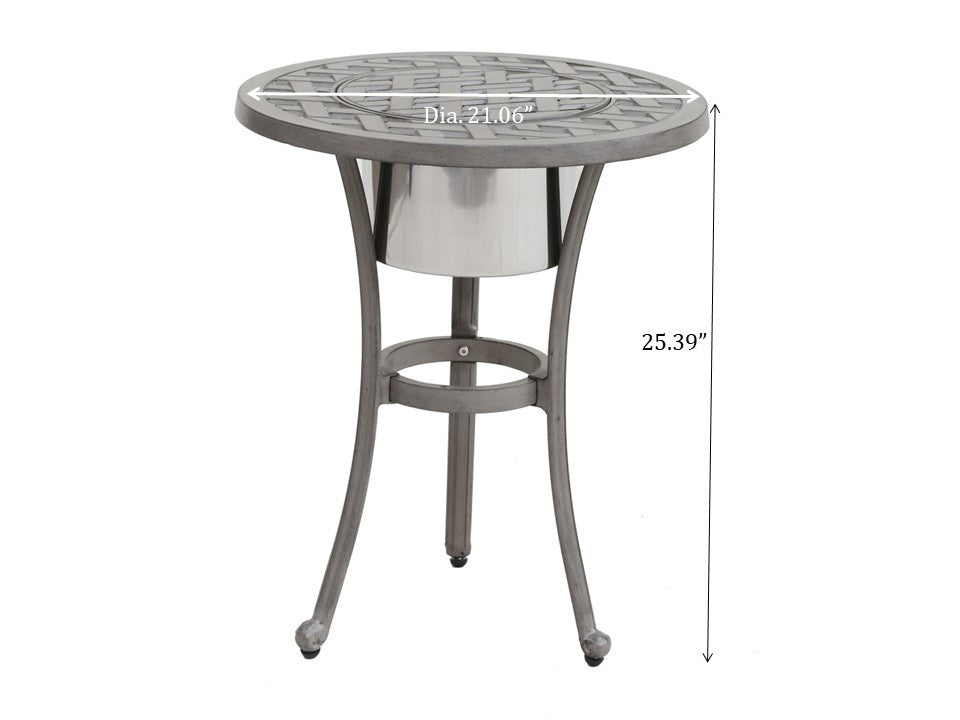 Yeah Depot - 21 Inches Cast Aluminum Round Table With Ice Bucket